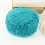 Charger l&#39;image dans la galerie, Tabouret Pouf Fausse Fourrure Bleu
