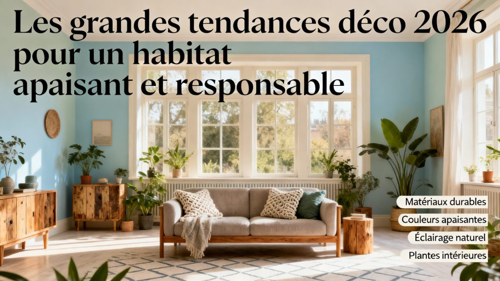 Les grandes tendances déco 2026 pour un habitat apaisant et responsable avec texte