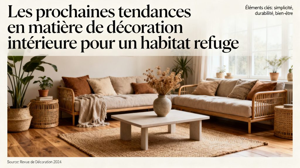 Les prochaines tendances en matière de décoration intérieure pour un habitat refuge avec texte