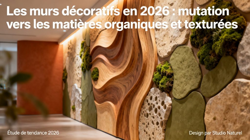 Les murs décoratifs en 2026 : mutation vers les matières organiques et texturées avec texte